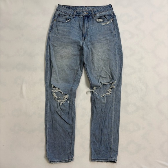 American Eagle Outfitters Denim - American Eagle Mom Jeans Women's Size 6 High Rise Distressed Straight Leg Denim